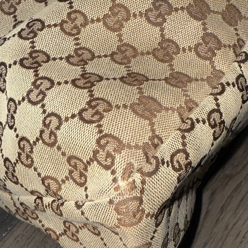 Gucci Tan ivory GG canvas Monogram horsebit large hobo bag with gold hardware - Picture 7 of 16